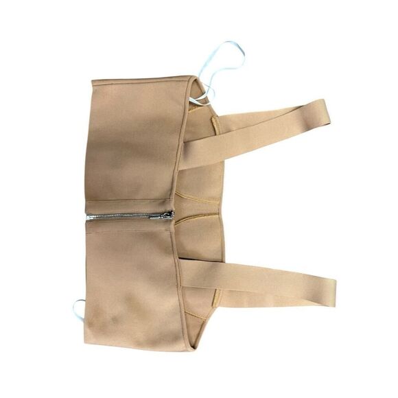 NWT HERVE LEGER structured beige bustier crop top Beige sz XL - Picture 6 of 10